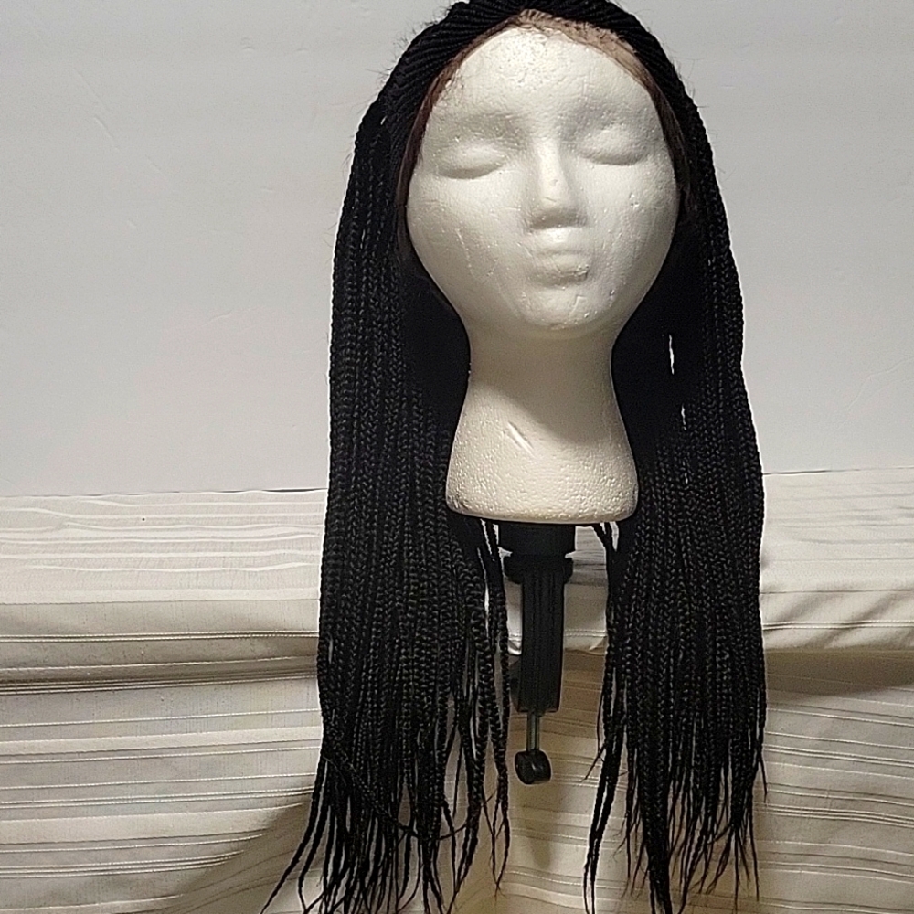 Cornrow Black 22" Long braided wig Euc